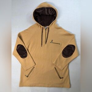 ⭐️Vintage 90s Talbots Corduroy Lined Hood Camel Tan 1/4 Zip Hoodie Womens Size M